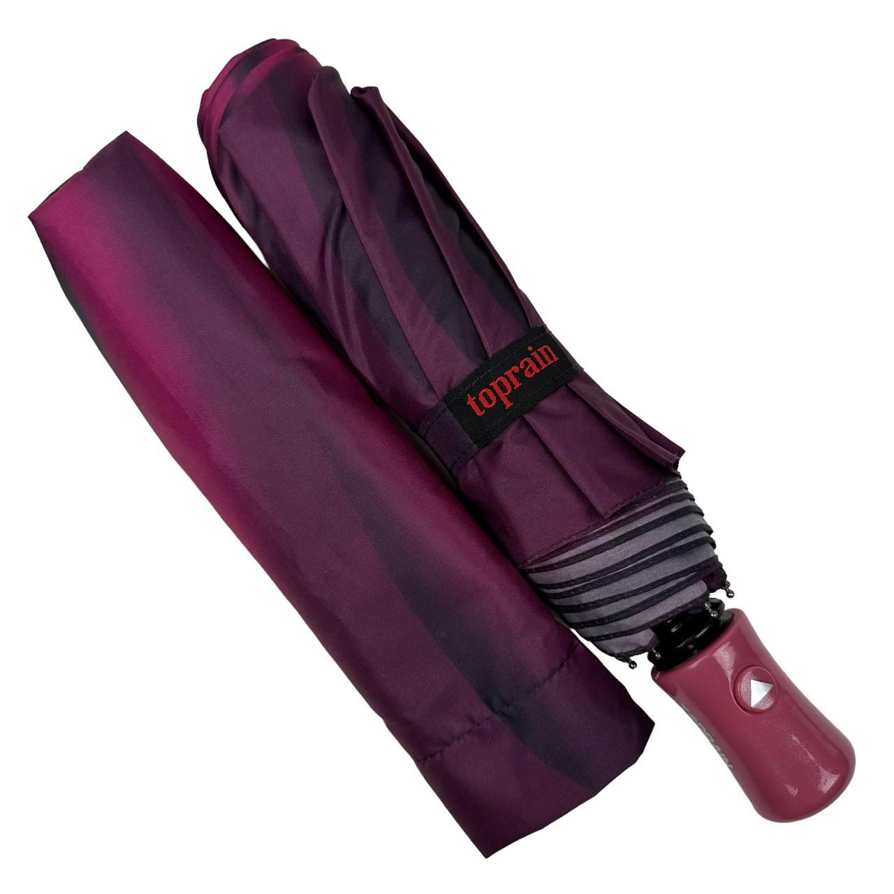 Жіноча складана парасолька напівавтомат Toprain 97 см рожева - фото 2