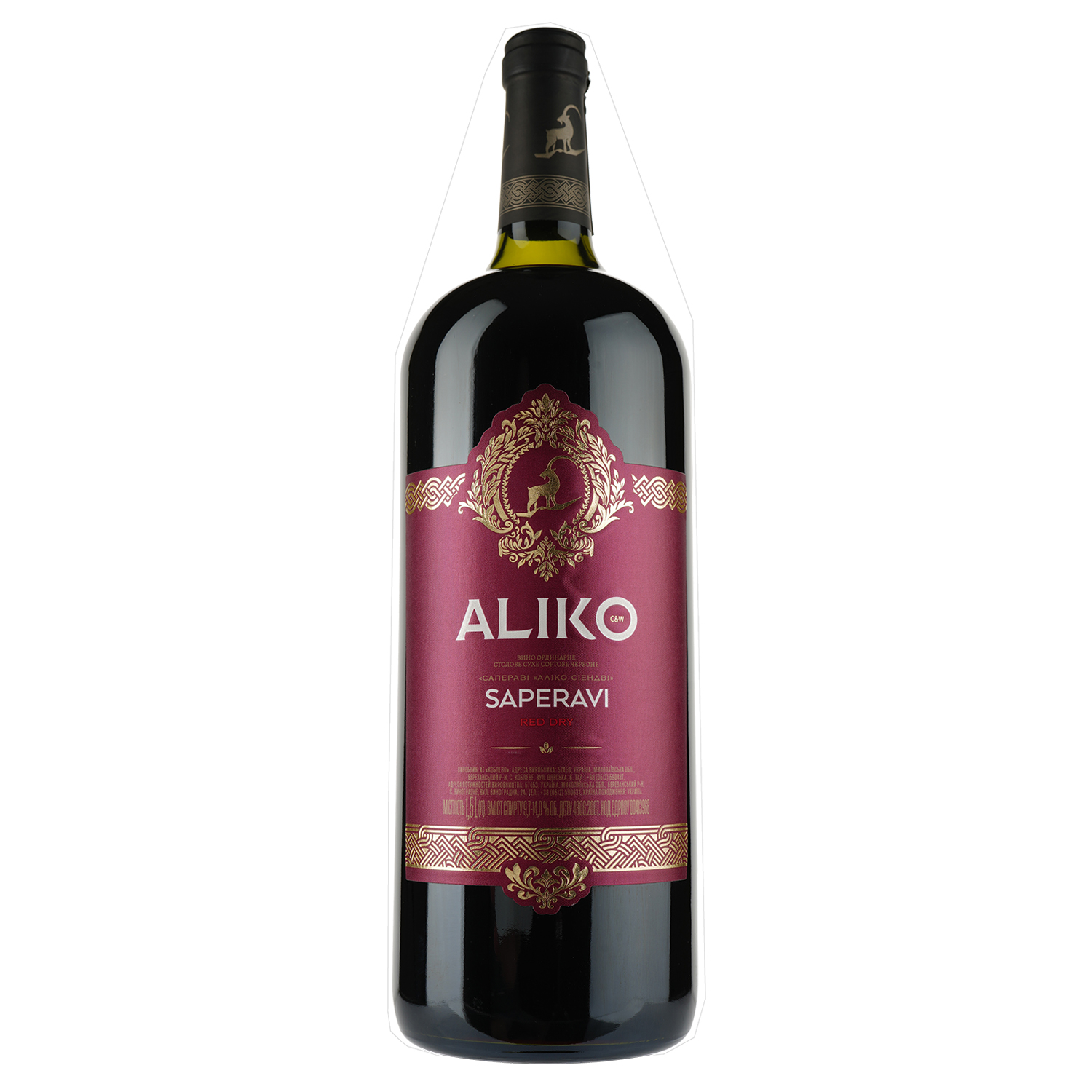 Вино Aliko Саперави, красное, сухое, 9,7-14%, 1,5 л - фото 1