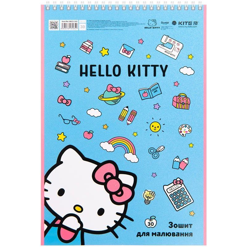 Тетрадь для рисования Kite Hello Kitty А4 30 листов голубая (HK23-243) - фото 1