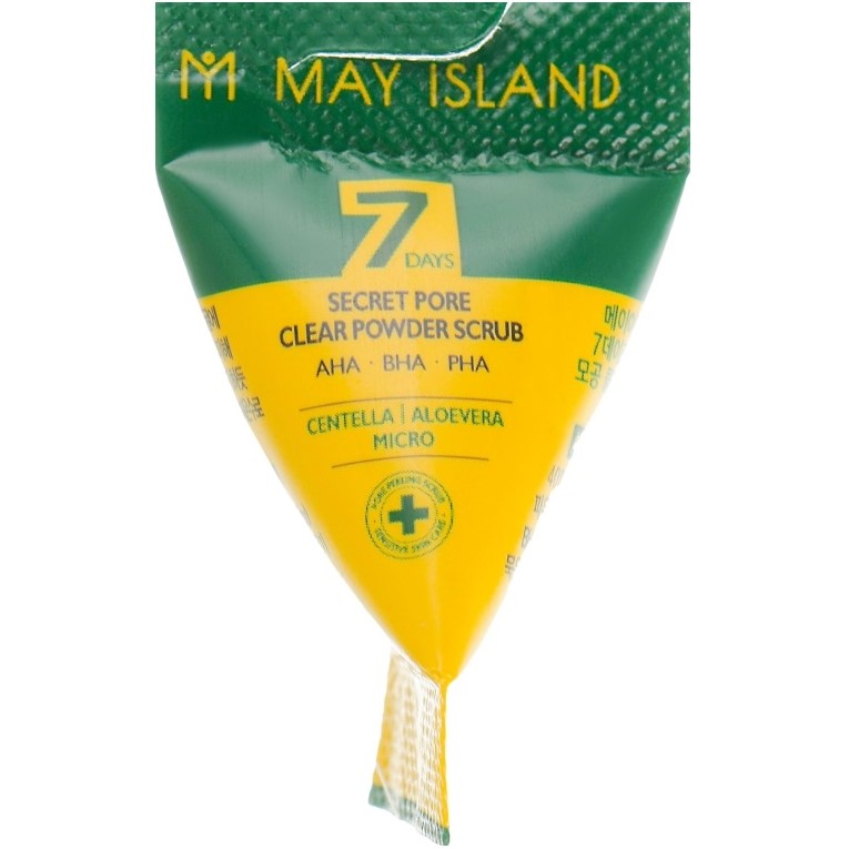 Кислотный скраб для очистки пор с центелой May Island 7 Days Secret Pore Clear Powder Scrub 5 г - фото 1