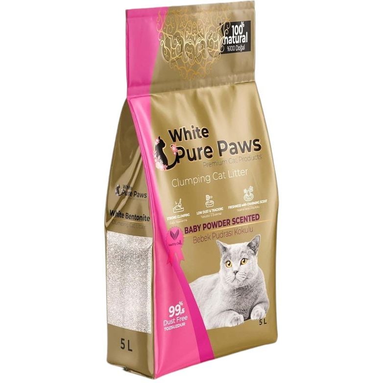 Наповнювач для котячого туалету Pure Paws White з Ароматом дитячої присипки 5 л - фото 1