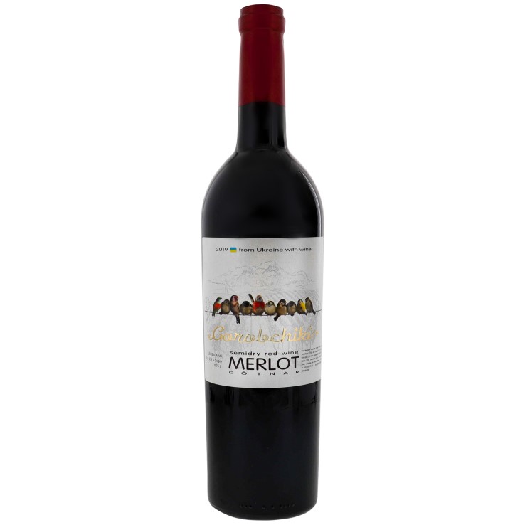 Вино Cotnar Gorobchiki Merlo, красное, полусухое, 10,5-14%, 0,75 л (681386) - фото 1