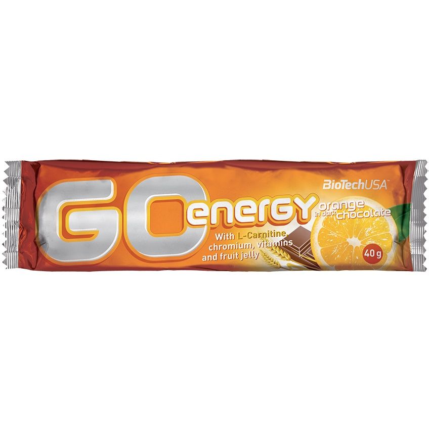 Протеиновый батончик BioTech Go Energy Bar Апельсин в черном шоколаде 40 г - фото 1
