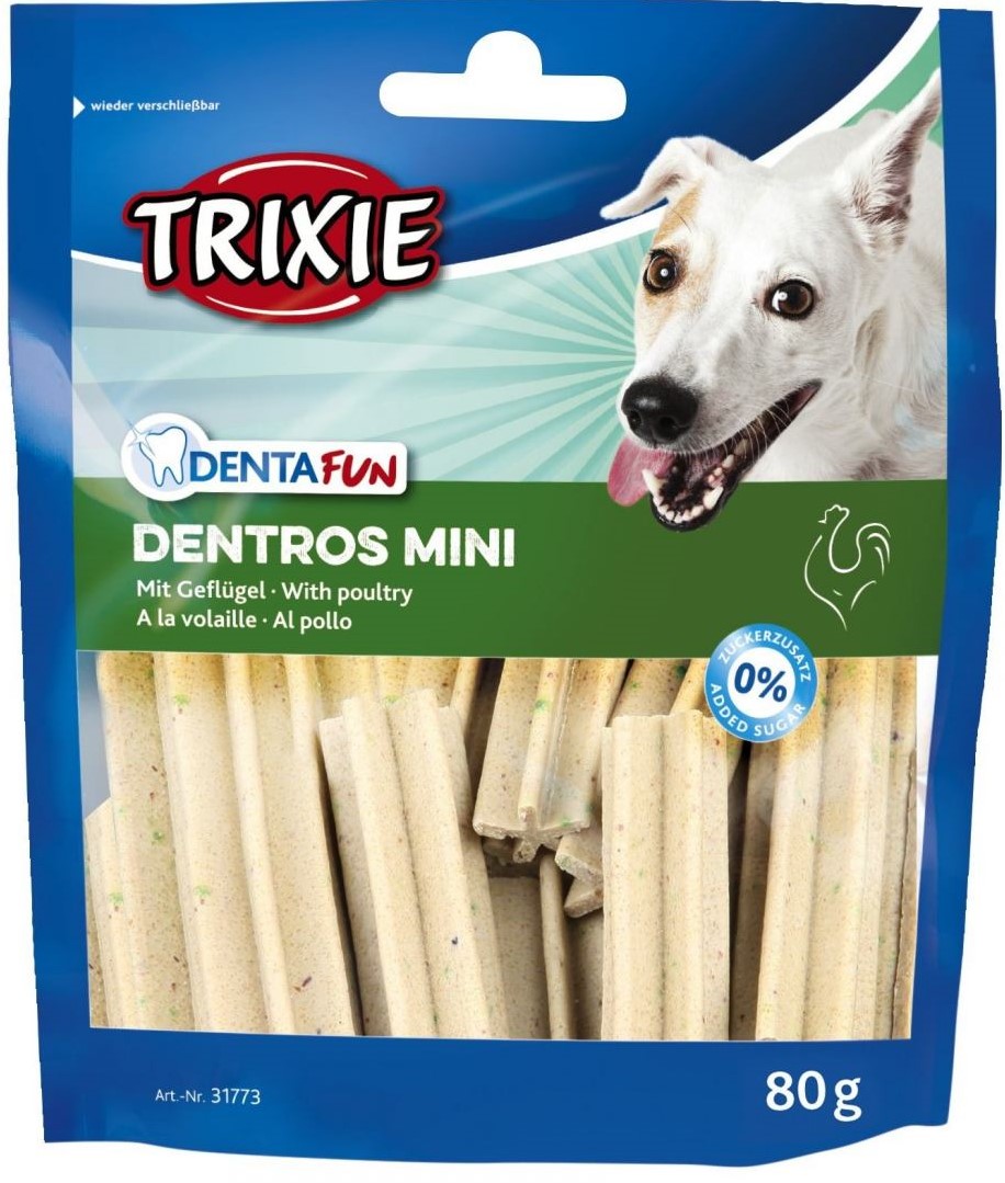 Лакомство для собак Trixie Denta Fun Dentros Mini, с домашней птицей, 80 г - фото 1