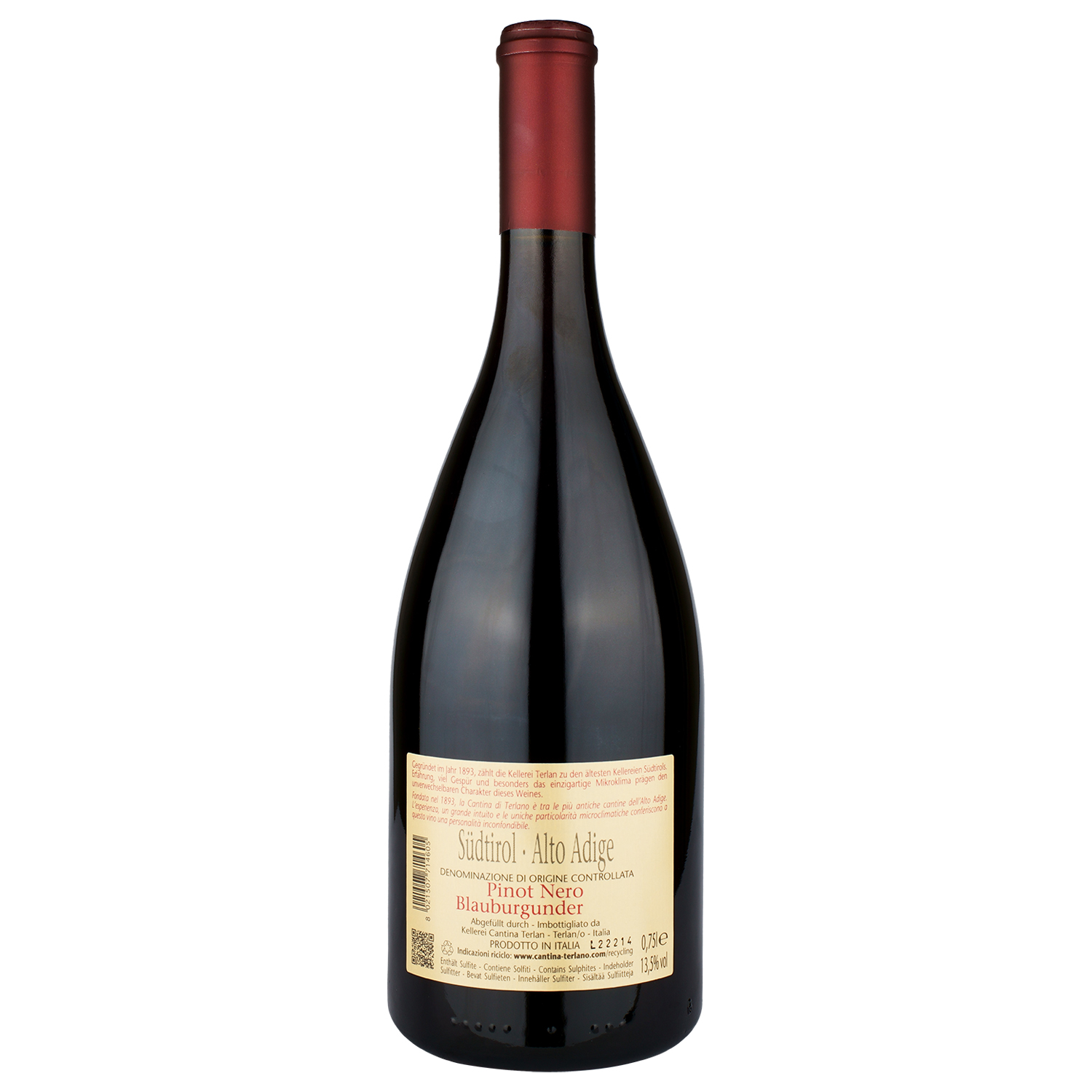 Вино Cantina Terlano Pinot Noir Sudtirol Aldo Adige, красное, сухое, 0,75 л (W6849) - фото 2