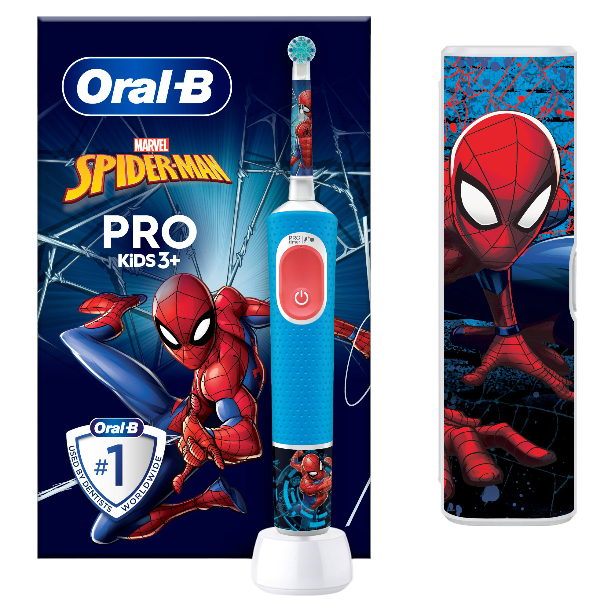 Дитяча електрична зубна щітка Oral-B Pro Kids Людина-Павук з футляром - фото 1