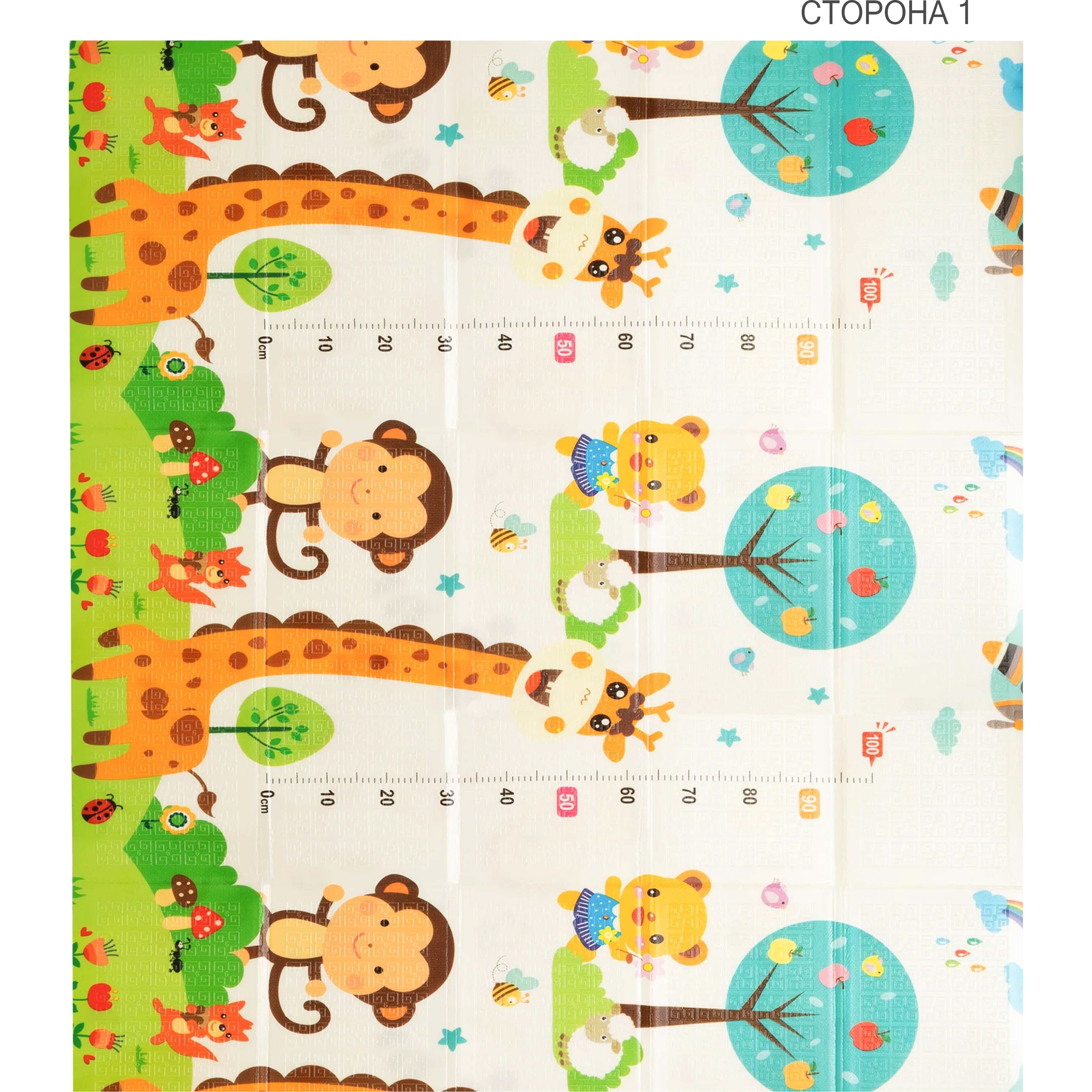 Дитячий килимок Poppet Малятко-жираф та Цифри-тварини двосторонній складний 200х180x1 см (PP021-200) - фото 2