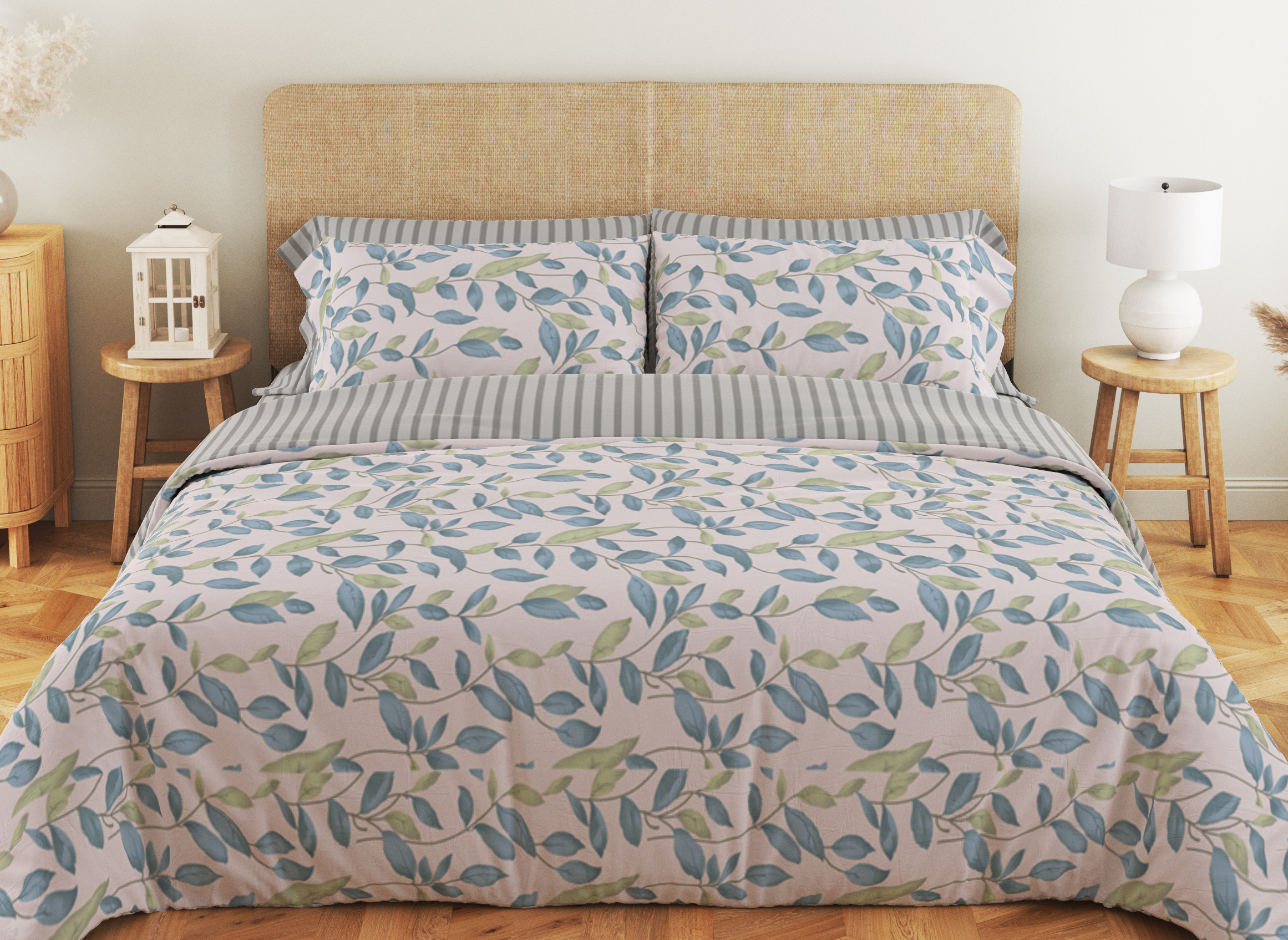 Комплект постельного белья ТЕП Soft dreams Spring Basil семейный серый с синим (2-03860_25846) - фото 1