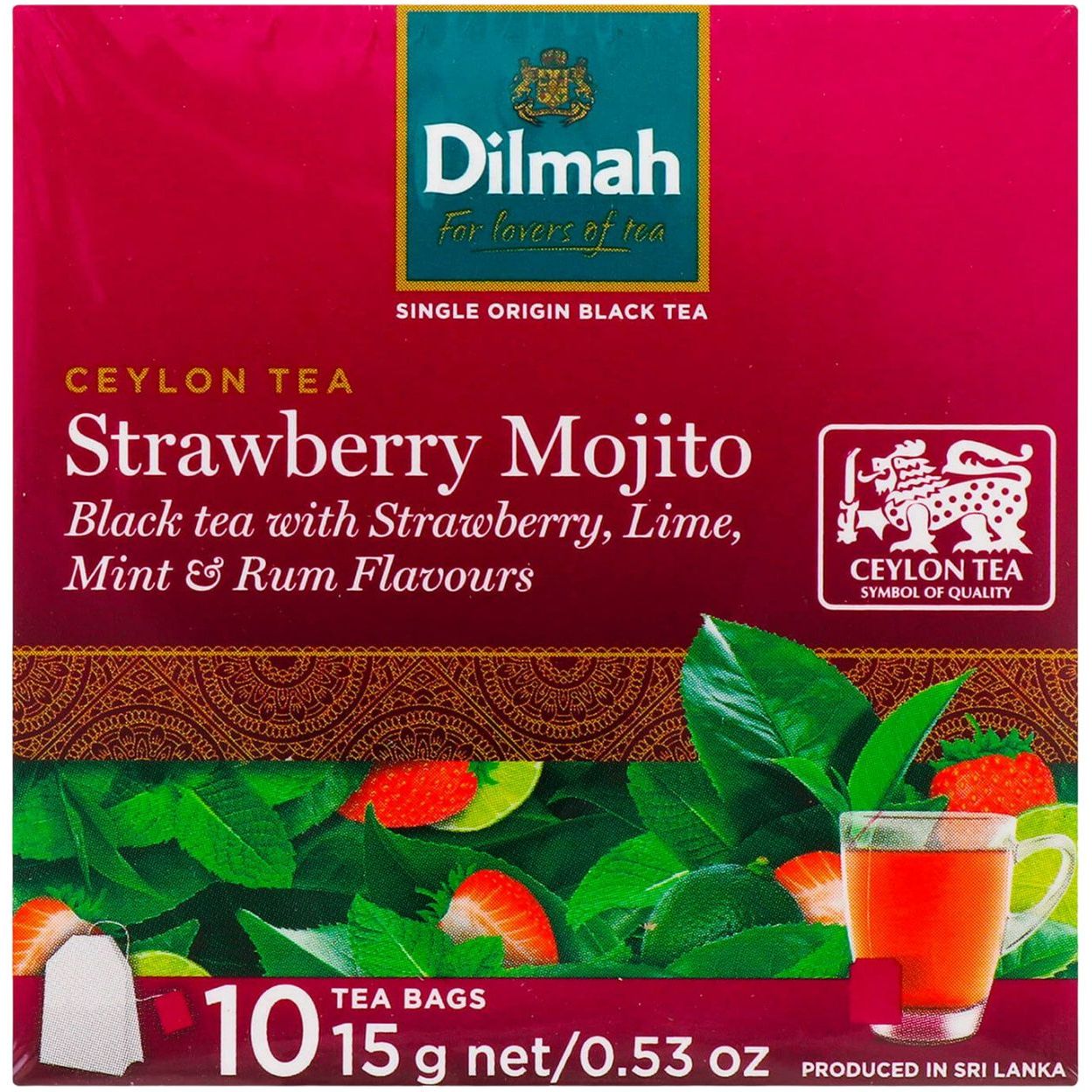 Чай черный Dilmah Mojito Strawberry, 15 г (10 шт по 1,5 г) (877815) - фото 1
