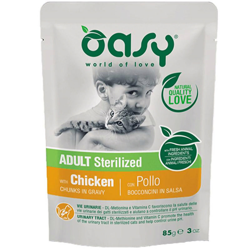 Влажный корм для стерилизованных кошек Oasy Adult Sterilized курица 85 г - фото 1