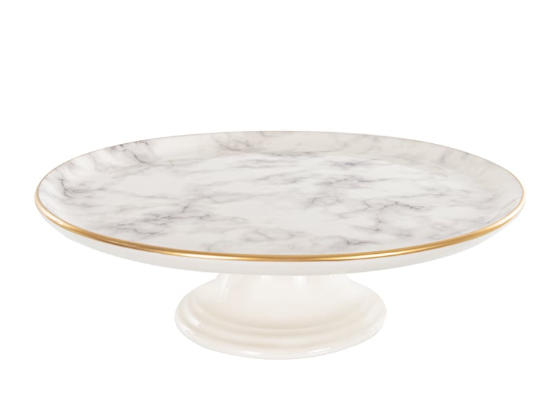 Тортівниця Alba ceramics Marble, на ніжці, з кришкою, 30 см, сіра (769-024) - фото 2