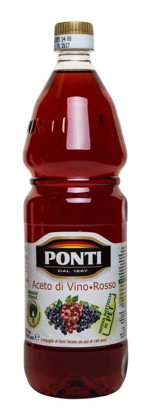 Оцет Ponti із червоного вина, 6%, 1 л (566536) - фото 1