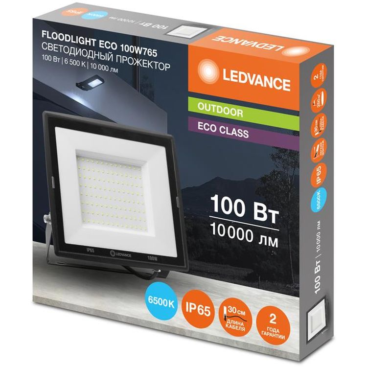 Прожектор Ledvance Eco 100 Вт 6500К черный (4099854230592) - фото 2