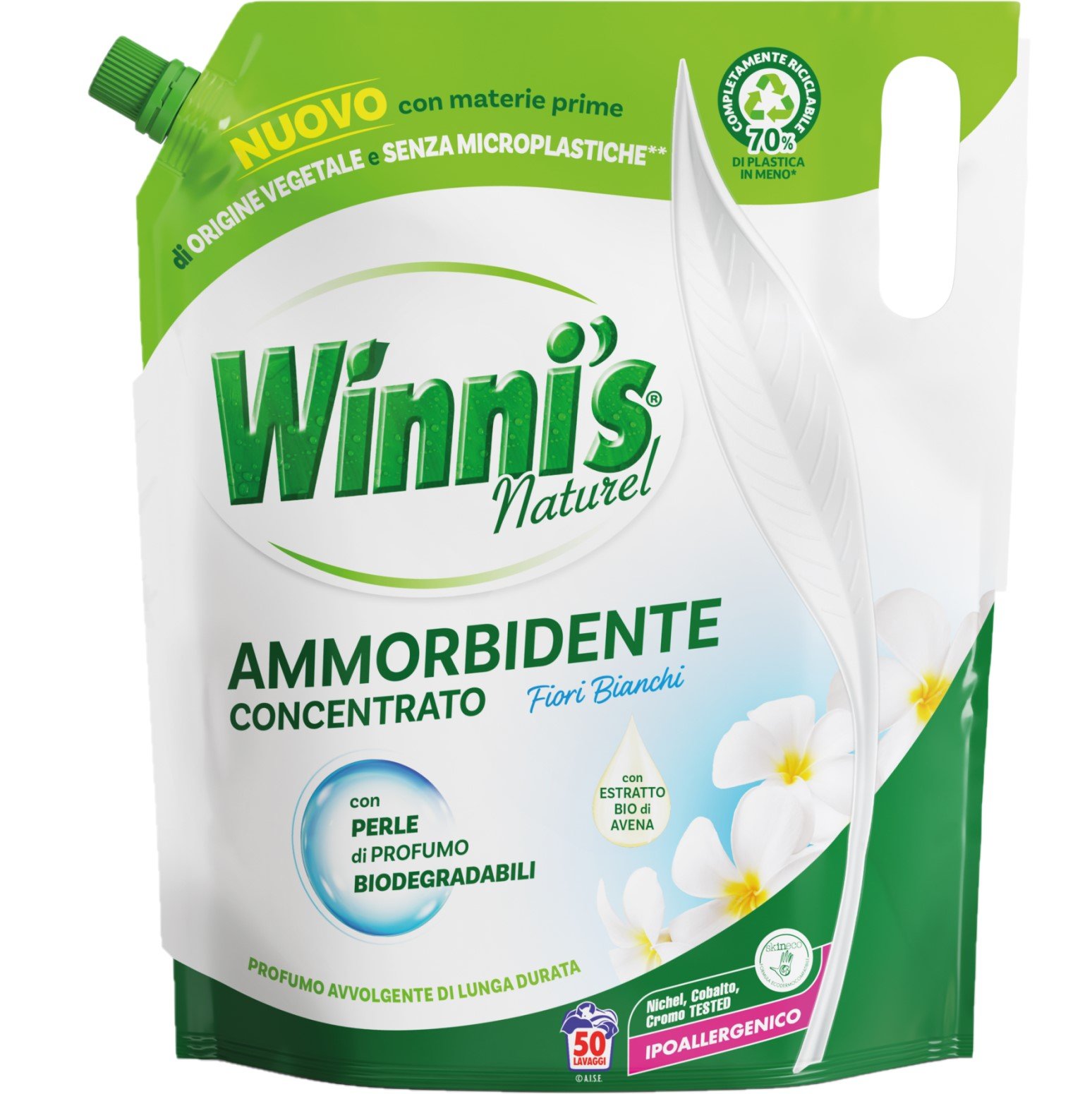 Гіпоалергенний ополіскувач для прання Winni's Ammorbidente EcoFormato Fiori Bianci 1.25 л - фото 1