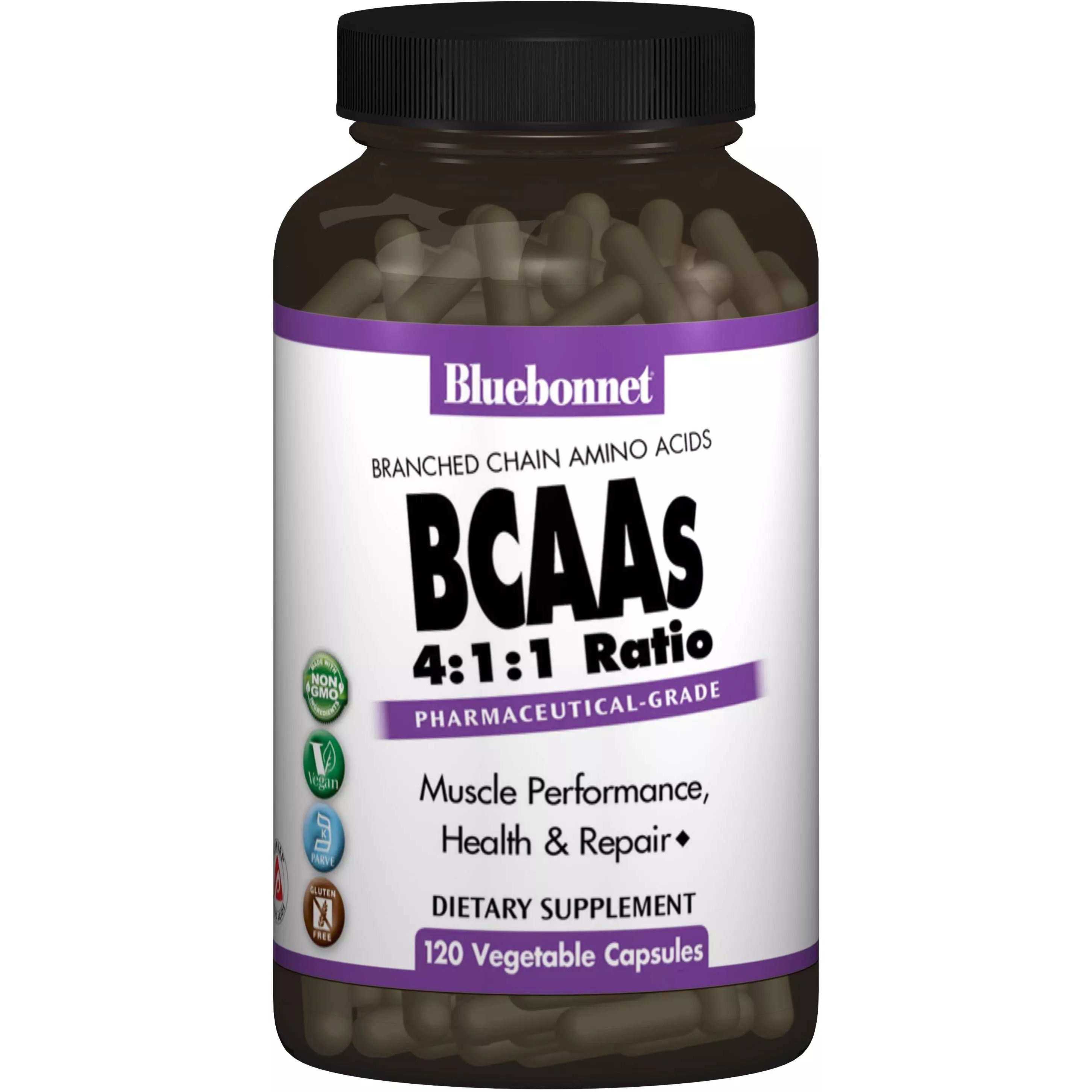 BCAAs Bluebonnet Nutrition разветвленные цепи аминокислот 120 капсул - фото 1