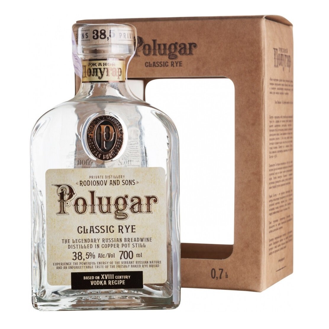 Горілка Polugar Classic Rye, 38,5%, 0,7 л (50656) - фото 1