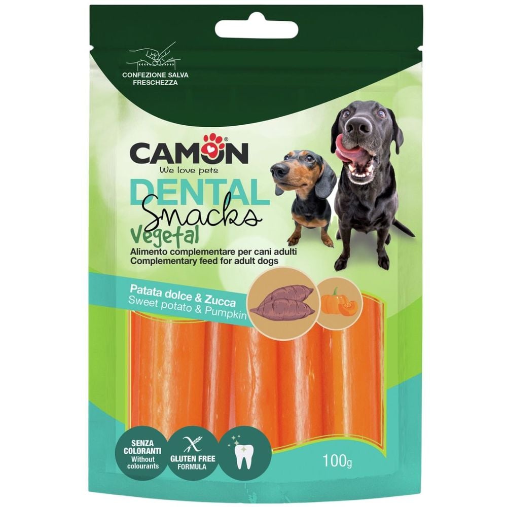 Ласощі для собак Camon Dental Snack Канолі з батату з гарбузом 100 г - фото 1