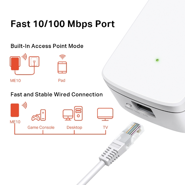 Підсилювач сигналу Wi-Fi ретранслятор репітер Mercusys ME10 AC1200 1хFE LAN 2.4 ГГц - фото 5