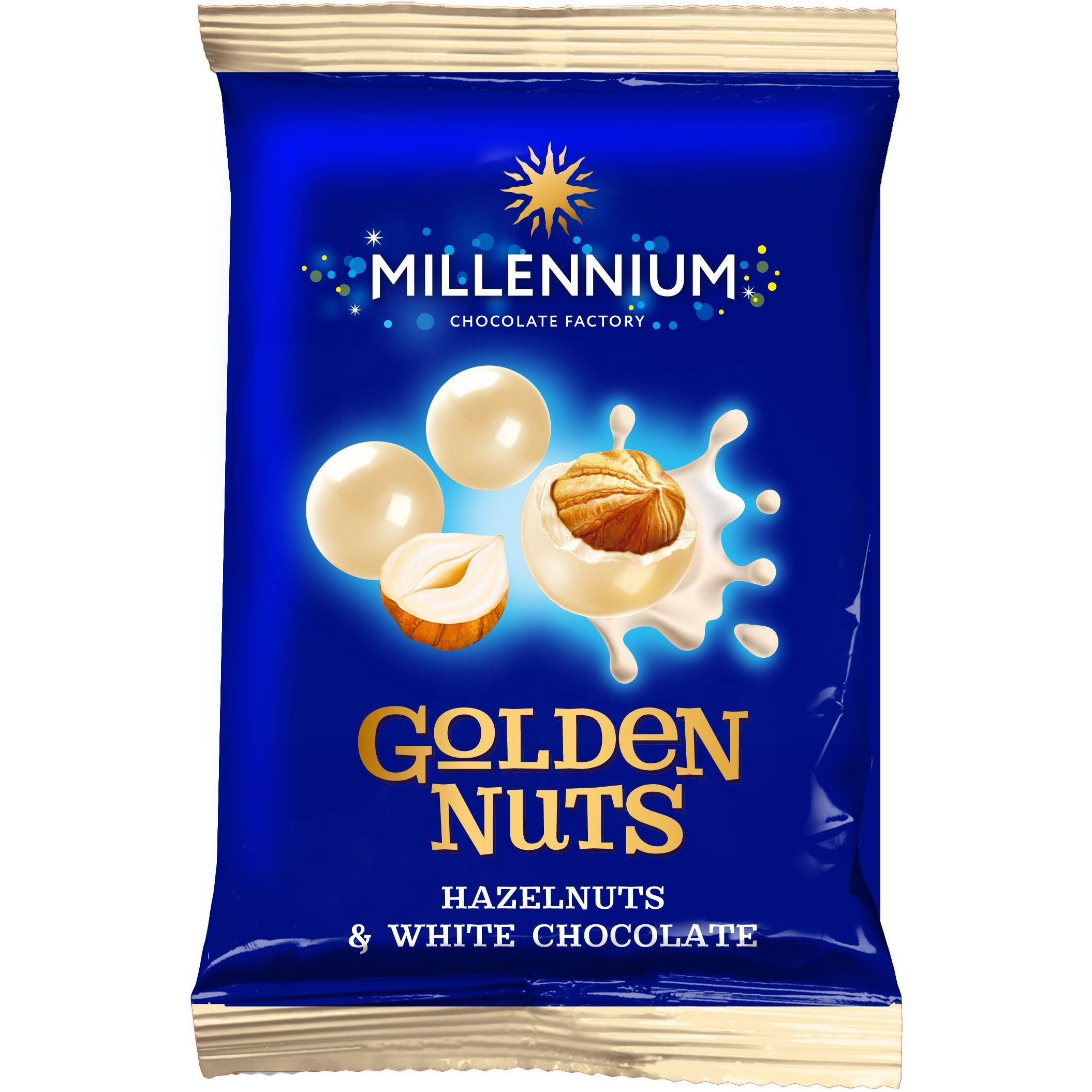 Драже Millennium Golden Nut фундук в белом шоколаде 50 г - фото 1