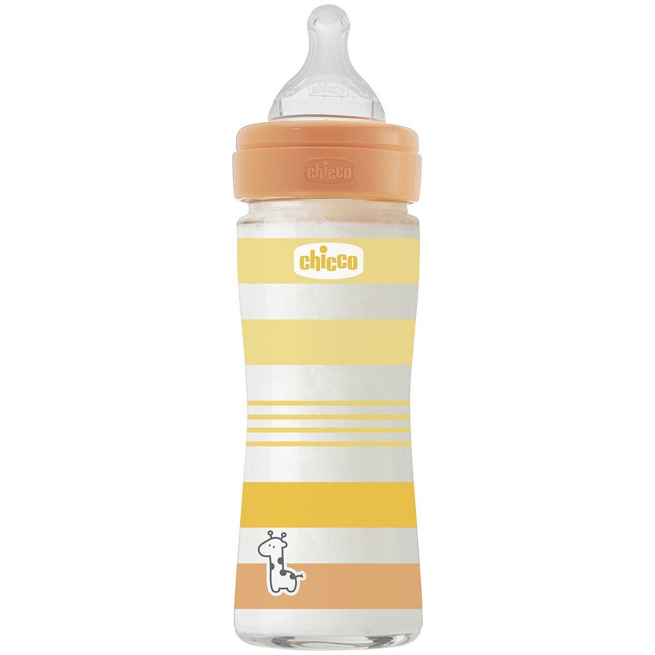Бутылочка для кормления Chicco Well-Being Colors, с силиконовой соской 0м+, 240 мл, оранжевая (28721.31) - фото 1