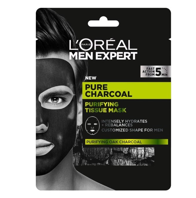 Тканинна маска L'Oreal Paris Men Expert Pure Charcoal, для чоловіків, 30 г - фото 1
