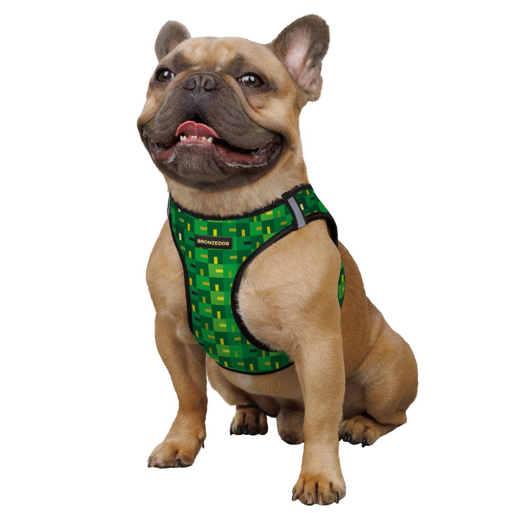 Шлея для собак Bronzedog Sport Vest Пиксель XS 17х13х3 см зеленая - фото 3