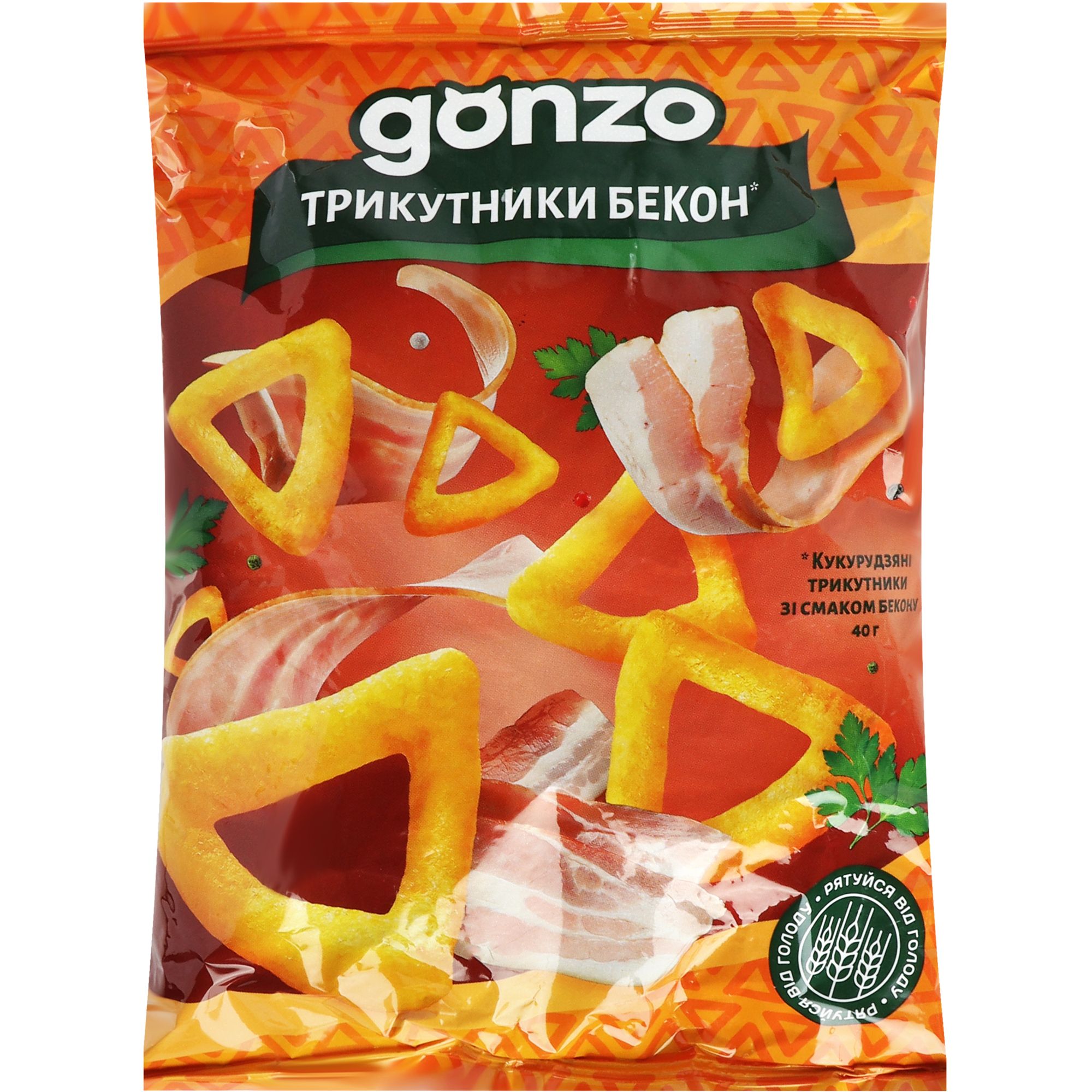 Кукурузные треугольники Gonzo со вкусом бекона 40 г (903653) - фото 1