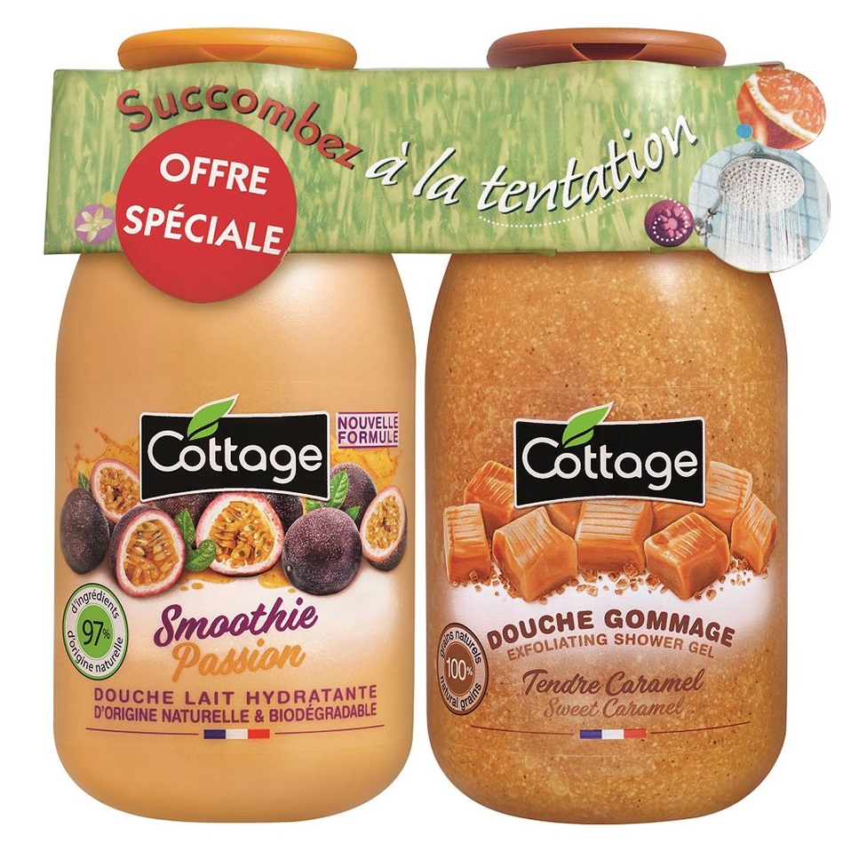 Набір Cottage Smoothie Passion&Sweet Caramelt молочко для душу, 250 мл та гель-ексфоліант, 270 мл - фото 1