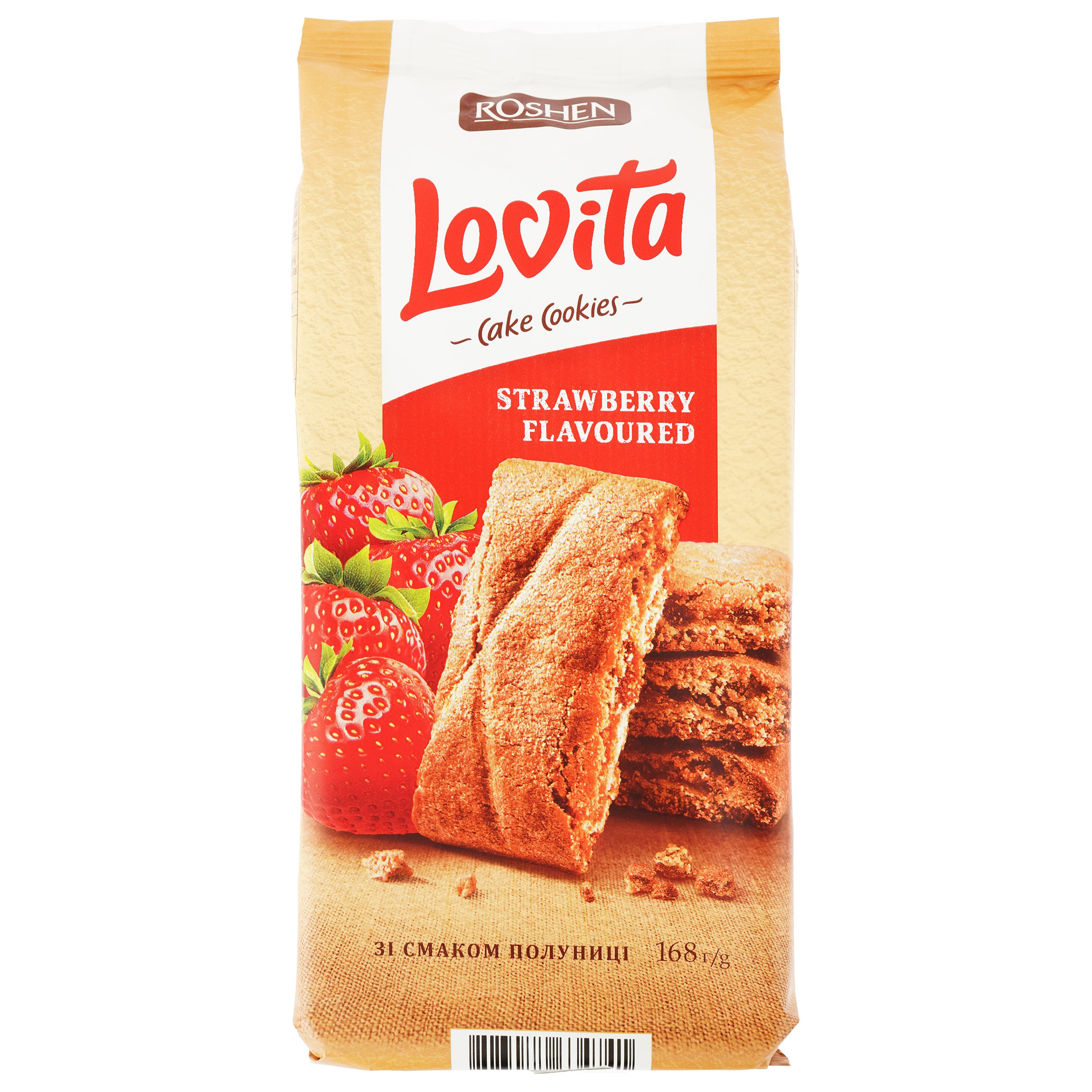 Печиво Roshen Lovita Cake Cookies з полуничною начинкою 168 г (881137) - фото 1