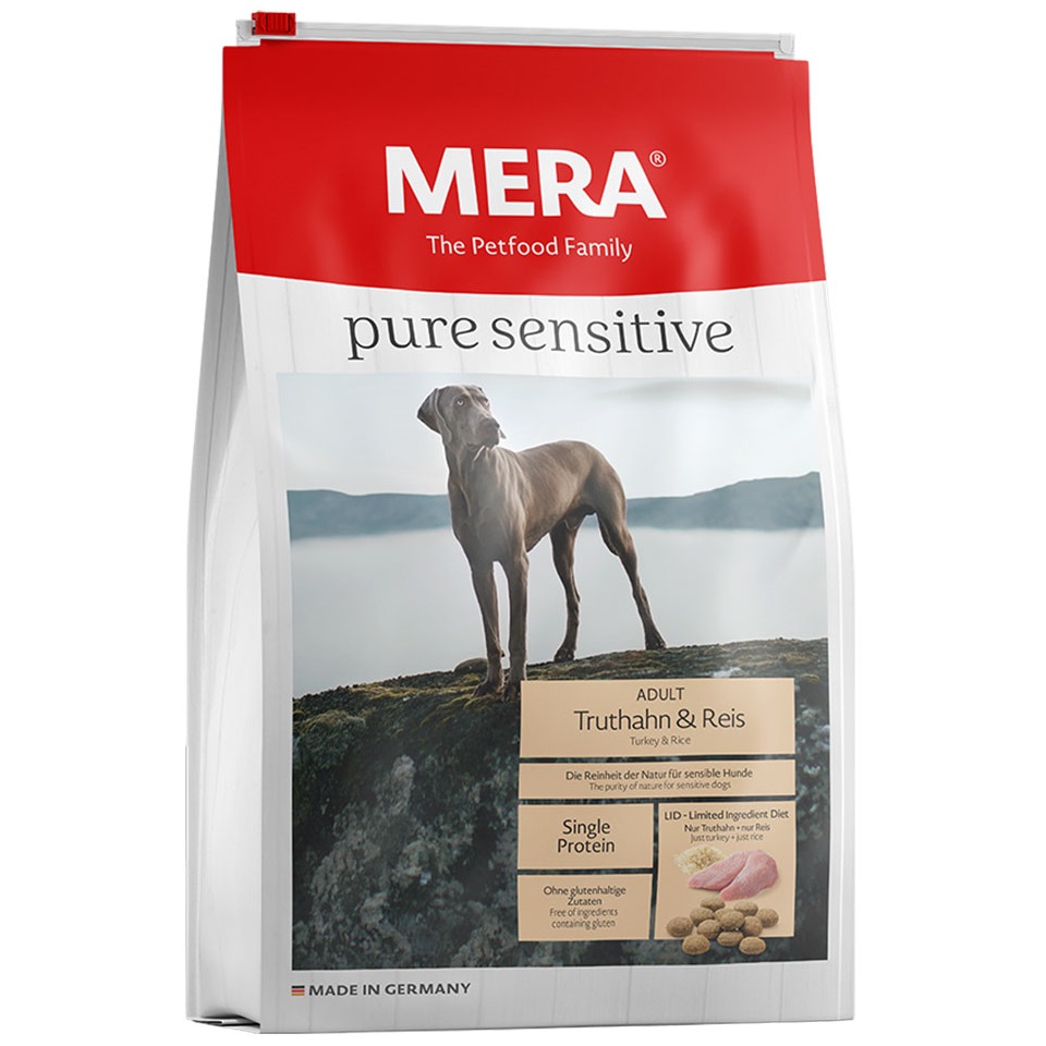 Сухий корм для дорослих собак Mera Pure Sensitive, з індичкою та рисом, 1 кг (056781-6726) - фото 1