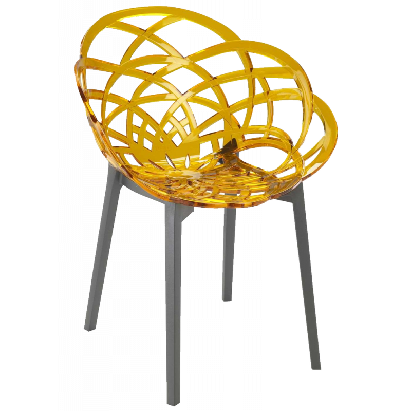 Кресло Papatya Flora, прозрачно-желтое сиденье, низ антрацит (285896) - фото 1