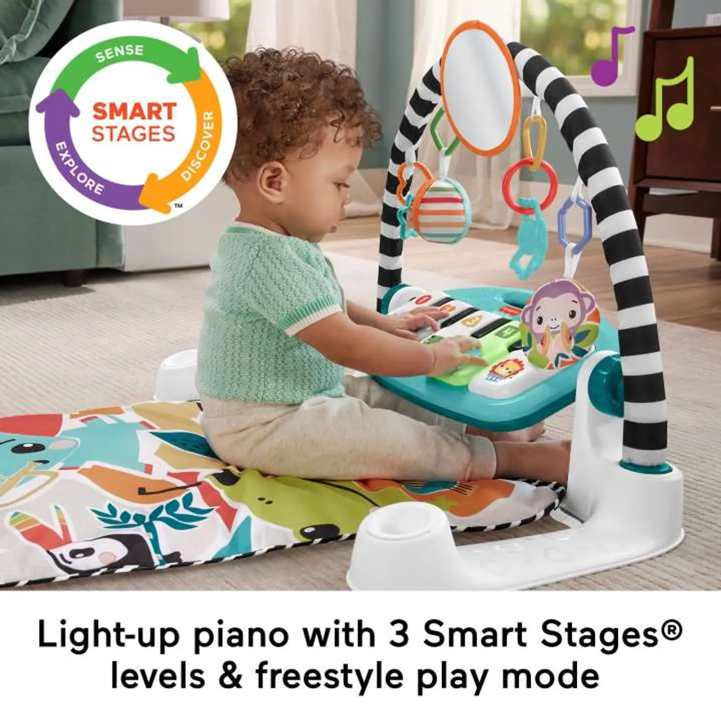 Коврик-игровой центр с технологией Smart Stages Fisher-Price Нажми и играй (англ.) голубой - фото 5