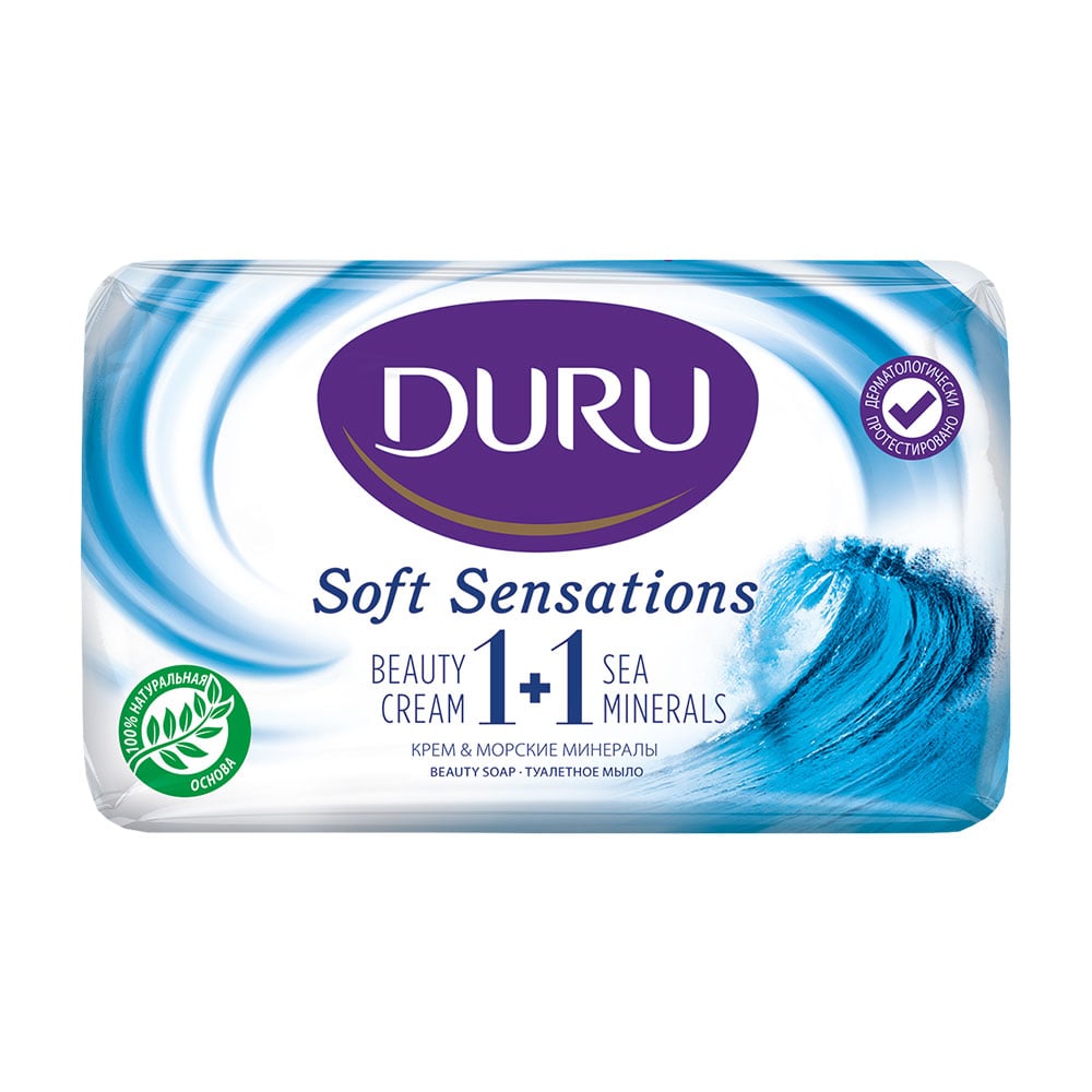 Мыло Duru 1+1 Soft Sensations Морские минералы с увлажняющим кремом, 80 г - фото 1