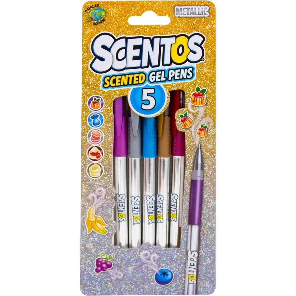 Фото - Ручка Scentos Набір ароматних гелевих ручок  Металічне сяйво, 5 кольорів  (12265)