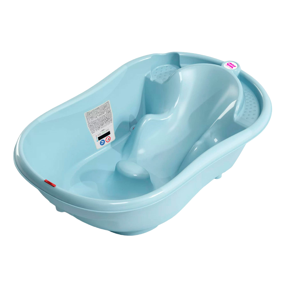Ванночка OK Baby Onda, с анатомической горкой и термодатчиком, голубая - фото 1
