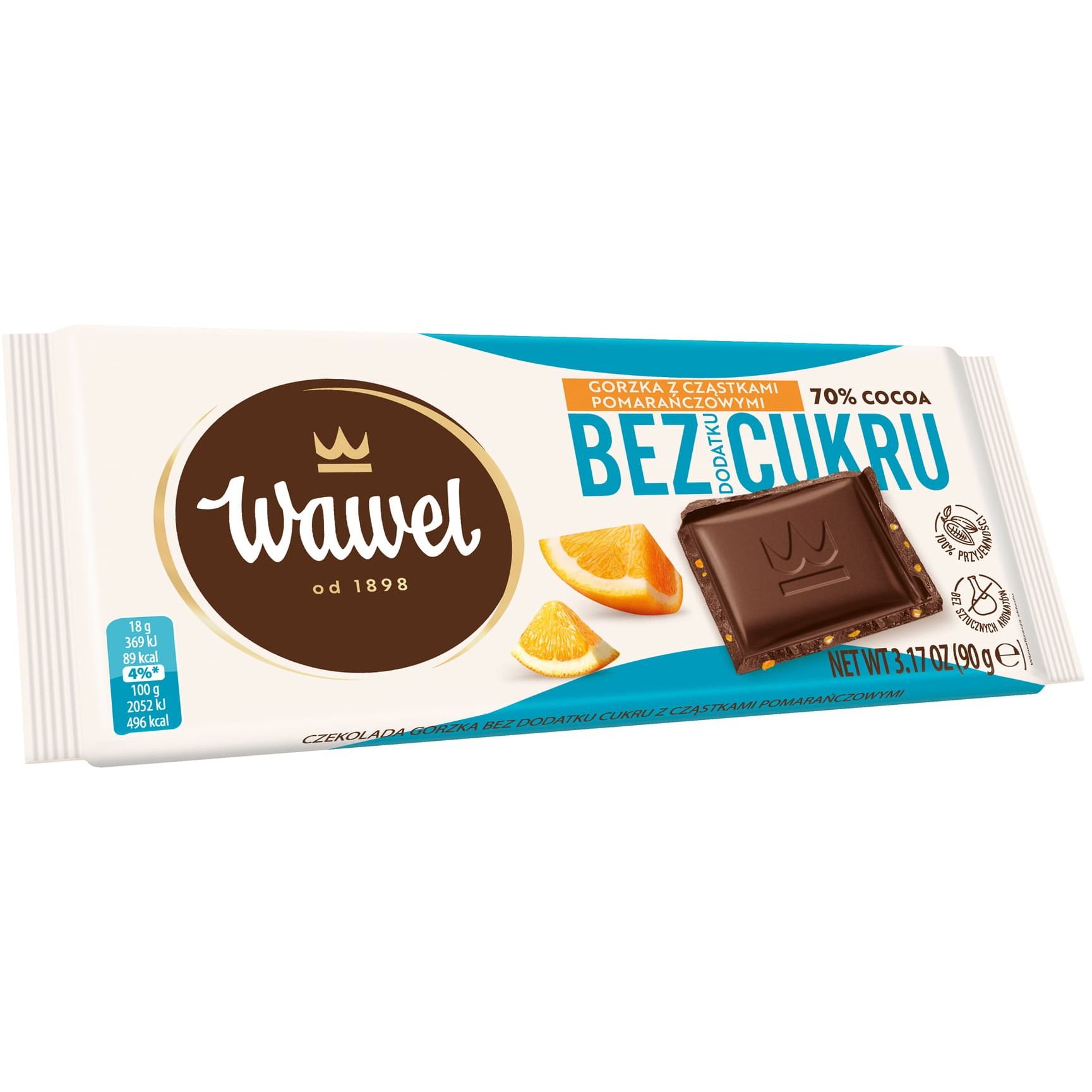 Шоколад черный Wawel с апельсином 70% без сахара 90 г (915766) - фото 3