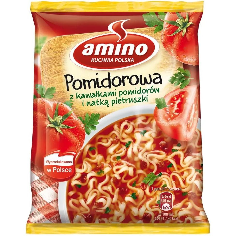 Лапша Amino Томатный суп с кусочками помидоров и петрушкой быстрого приготовления 15 г (895387) - фото 1