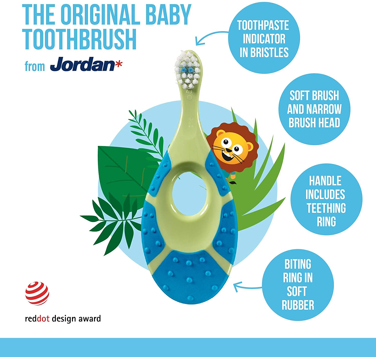 Дитяча зубна щітка Jordan Step1, 0 - 2 роки, м'яка, синій з зеленим (6220100) - фото 4