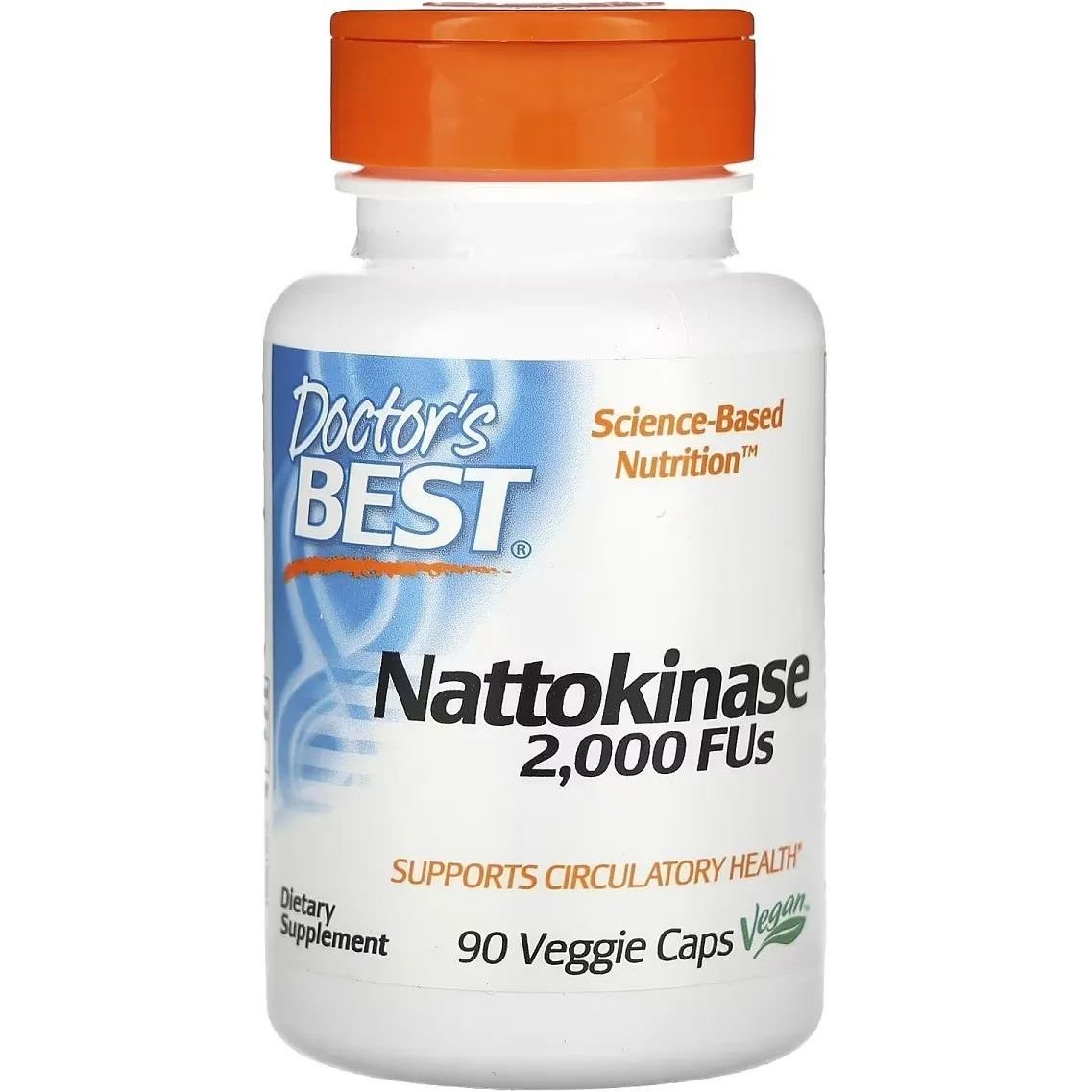 Наттокиназа Doctor's Best Nattokinase 2000 FU 90 вегетарианских капсул - фото 1