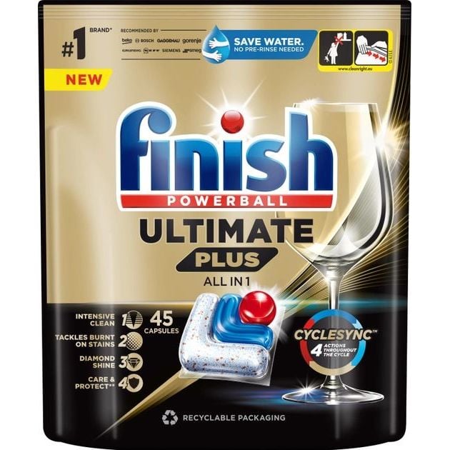 Photos - Dishwasher Tabs Finish Капсули для посудомийних машин  Ultimate Plus All in 1, 45 шт. 