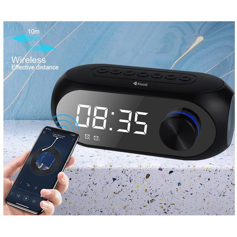 Портативна колонка годинник будильник Kisonli LP2S Bluetooth 1200 mAh 5 Вт Black - фото 6