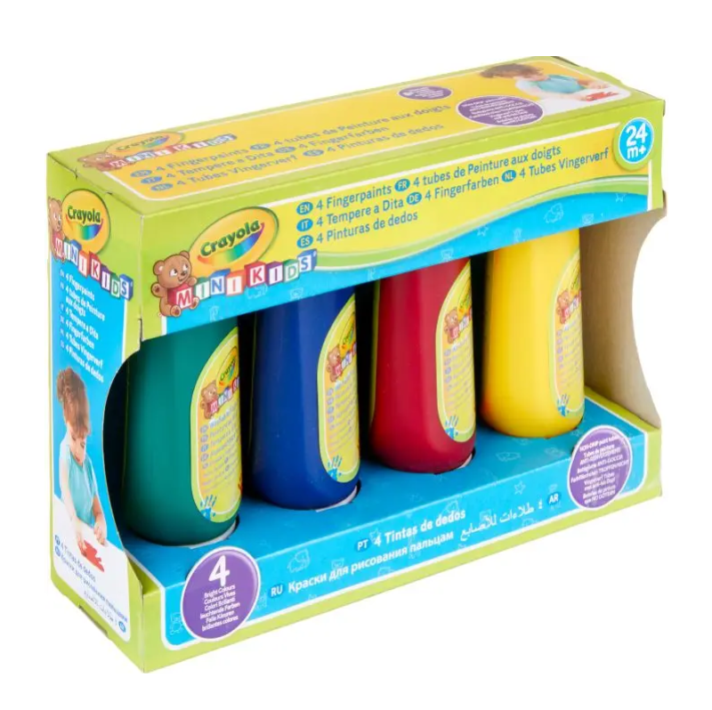 Набір для творчості Crayola Mini Kids, пальчикові фарби, 4 шт. (washable) - фото 1