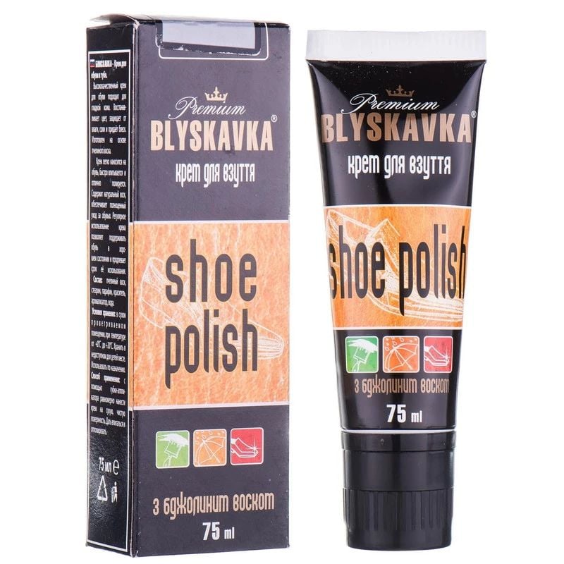 Крем для обуви Blyskavka Premium с пчелиным воском бесцветный 75 мл - фото 2