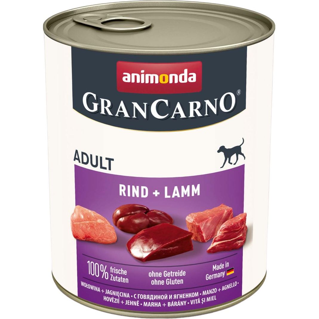 Вологий беззерновий корм для собак Animonda GranCarno Adult Beef + Lamb, з яловичиною та ягням, 800 г - фото 1