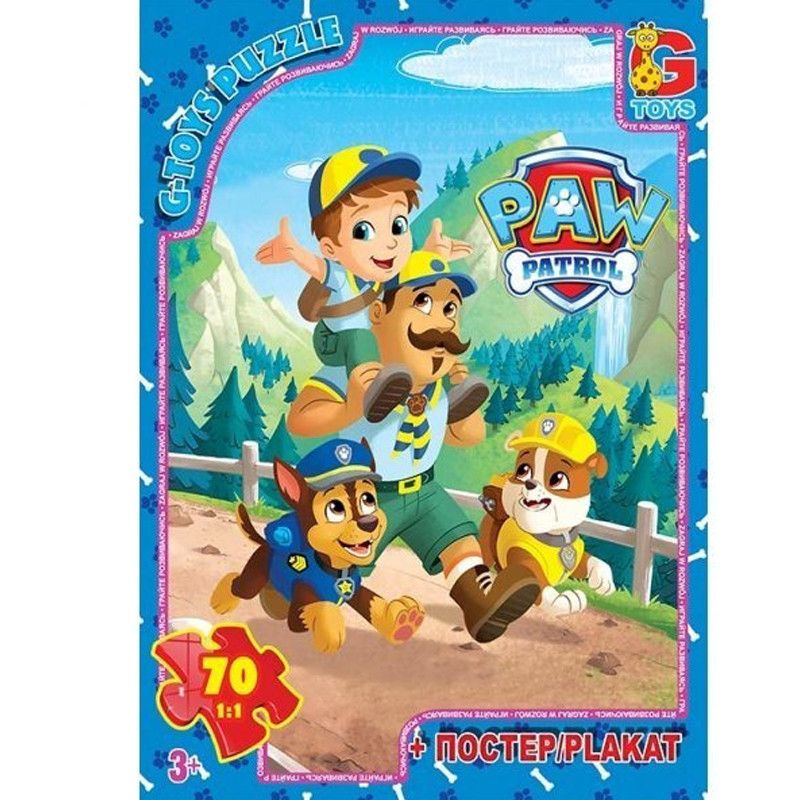 Пазлы детские Paw Patrol Щенячий патруль G-Toys PW0835, 70 элементов - фото 1