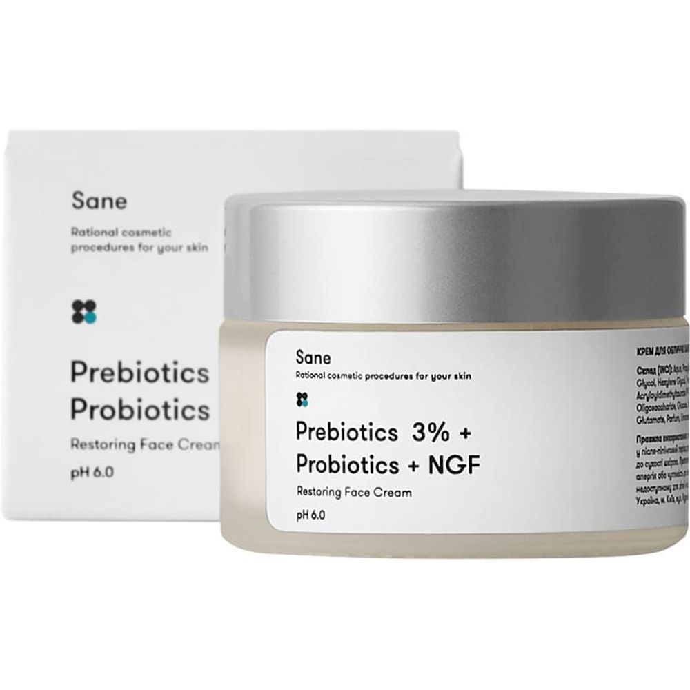 Крем для обличчя Sane Prebiotics 3% + Probiotics + NGF, з пробіотиками, 30 мл - фото 1