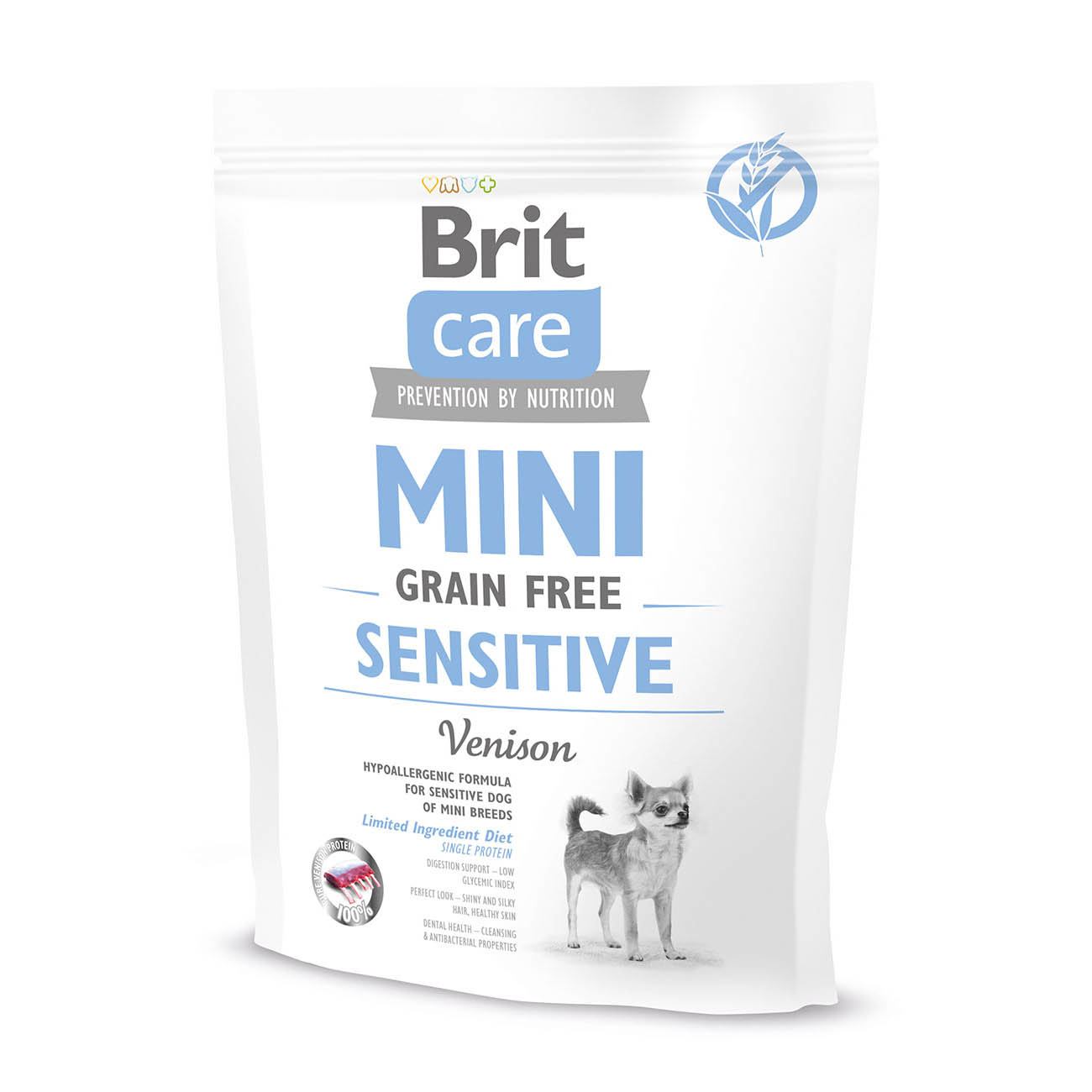 Беззерновий сухий корм для собак мініатюрних порід з чутливим травленням Brit Care GF Mini Sensitive, з олениною, 0,4 кг - фото 1