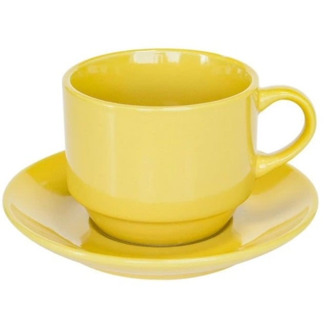 Чашка з блюдцем Оселя, 250 мл, жовтий (24-267-002/1) - фото 1