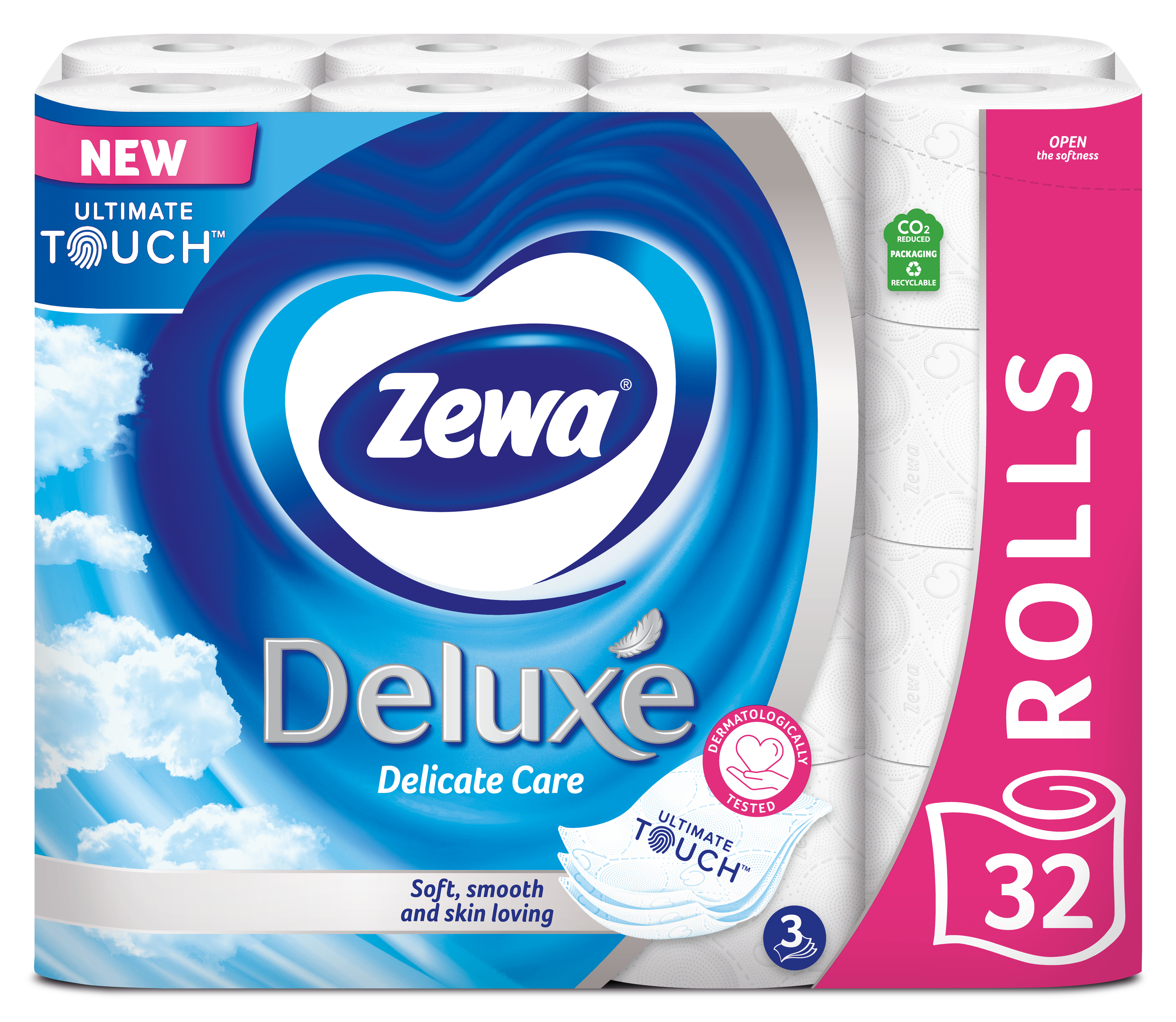 Туалетний папір Zewa Deluxe білий тришаровий 32 рулони - фото 1
