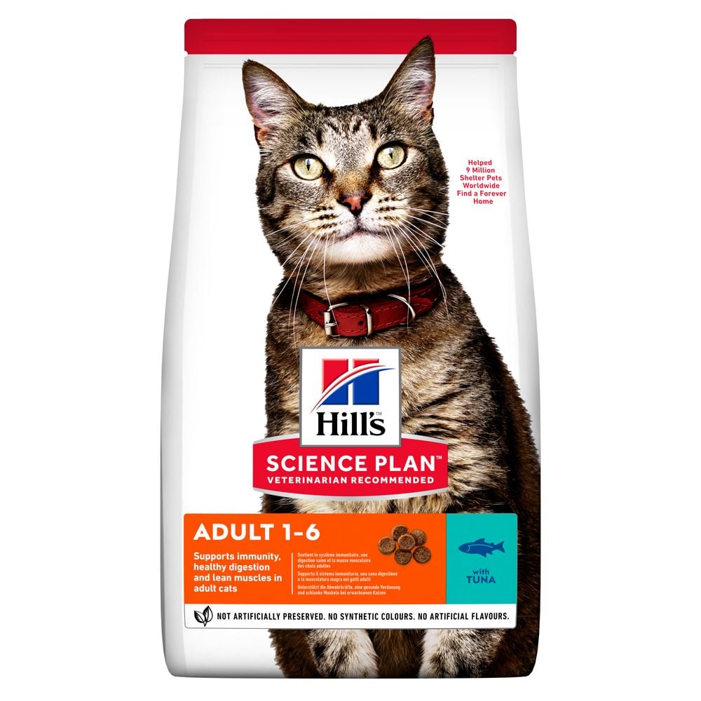 Сухой корм для взрослых кошек Hill's Science Plan Adult, с тунцом, 10 кг (604176) - фото 1